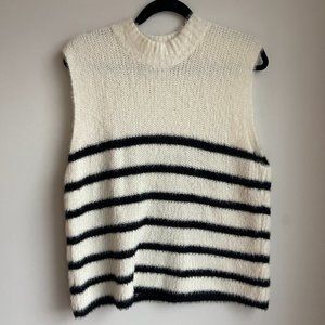 Black & White Striped Tank Top Sweater